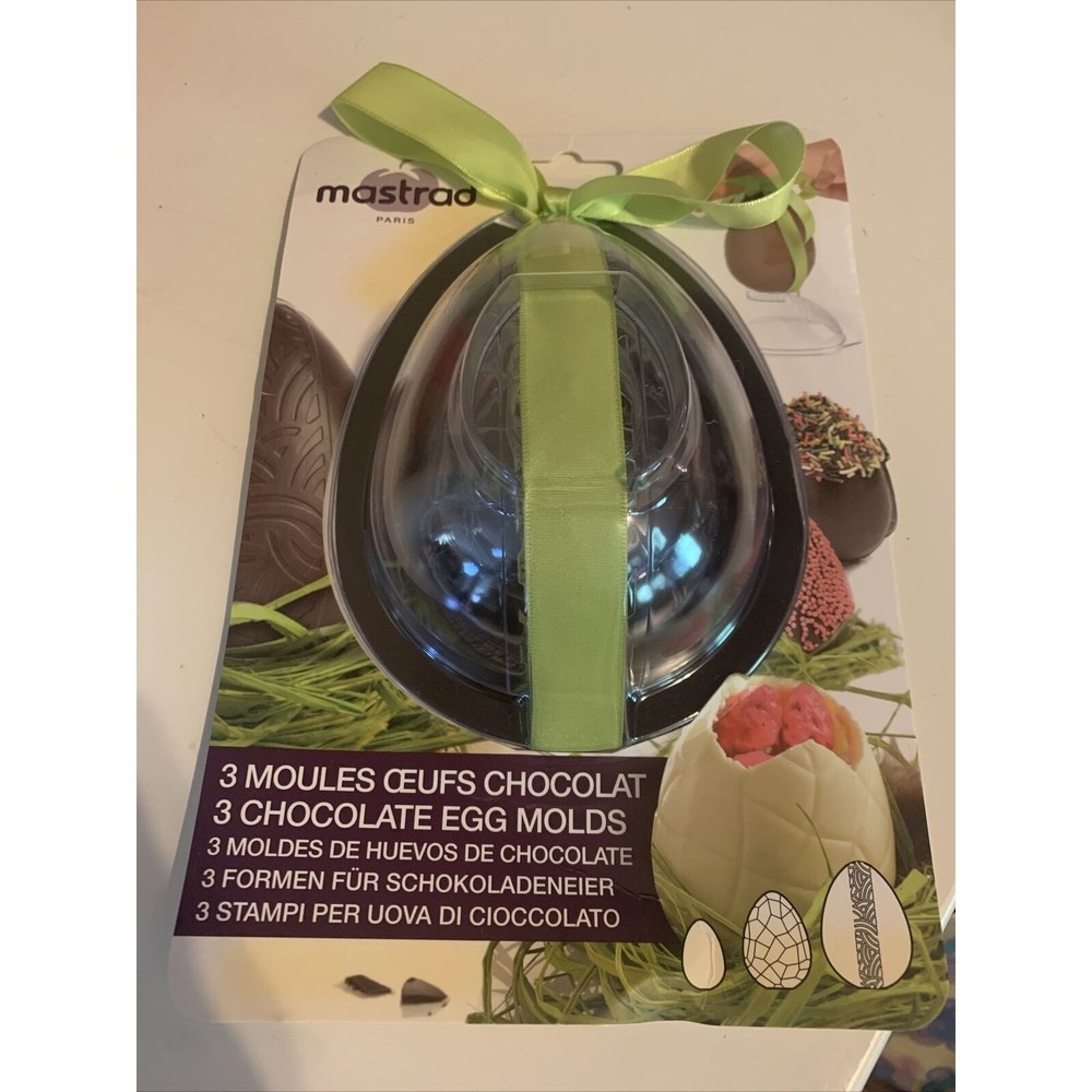 Mastrad Paris, 3 Translucent Chocolate Egg Molds, Eggs, in Small, Medium & Large